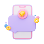 Ki Jugend Werkstatt Icon plastisches Handy mit Sprechblase und Glocke in Rosatönen