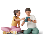 Ki Jugendwerkstatt Icons zwei plastische Personen schauen auf Handy